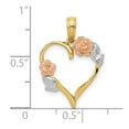 thumbnail image 3 of Diamond2Deal 10k Two-Tone Gold with White Rhodium Polished Flower Heart Pendant for Women, 3 of 6