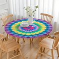 thumbnail image 3 of Pink Tie Dye Petal Mandala Pattern Round Fitted Tablecloth with Elastic Edge,Dining Table Cover Waterproof,Outdoor Round Tablecloth for Camping,Dining,Indoor and Outdoor, 3 of 7