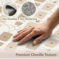 thumbnail image 6 of ODIKA 3'x5' Beige Geometric Chain Natural Stripe Washable Area Rug Contemporary Interlocking Square Motif With Flowing Curved Connector Non-Slip, Flatweave, Easy Care for Hallway, Laundry Room, 6 of 7
