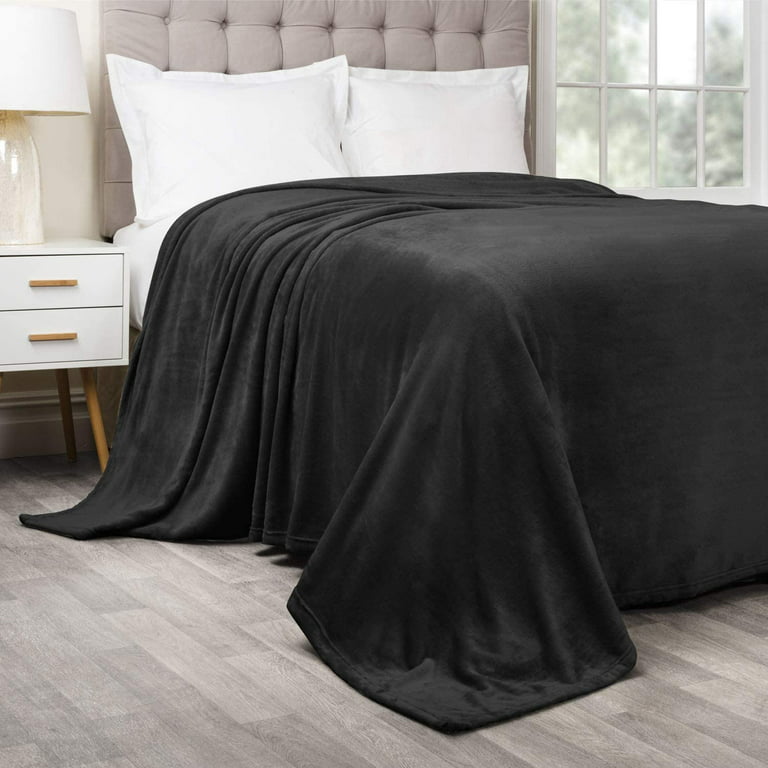 Shopbedding Cozy Throw Blanket Fleece Lightweight Throw Blanket for Couch or Sofa - Solid Flannel Blanket for Travel – Black, 50 x 60 Soft Blanket
