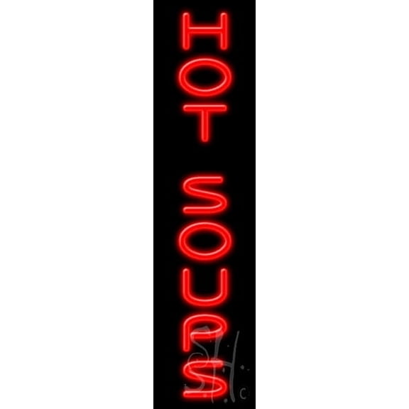 Hot Soups LED Neon Sign 8" Tall x 32" Wide, Clear Edge Cut Acrylic Backing, with Dimmer - Bright and Premium built indoor LED Neon Sign for restaurant window and interior decor.