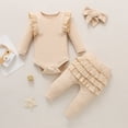 thumbnail image 3 of Gyratedream Autumn Baby Girl 3 Pcs Romper Jumpsuit Long Sleeve Bodysuit Matching Pants with Bows, 3 of 5