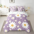 thumbnail image 2 of Feelyou Fashion Floral Flower Bedding Comforter Set 7 Pieces for Kids, Farmhouse Groovy Daisy Full Bedding Set, Dreamy Cartoon Purple Reversible Fitted Sheet Flat Sheet, Super Cozy Room Decor, 2 of 7