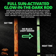 Catfish Pro Orange Dragon Fire Catfish Casting Rod, 7'6 One-Piece Medium Action Glow-in-the-Dark Fishing Rod, S-Glass/E-Glass/Carbon Graphite Blank