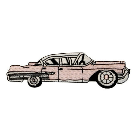 Cadillac Classic Car - ID 0131 Pink Cadillac Car Patch 50's Classic Embroidered Iron On Applique