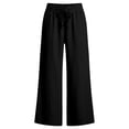 thumbnail image 5 of JIAYUE Women Sweatpants Solid Color Elastic Drawstring Waist Side Pockets Wide Leg Long Pants for Daily Sport Wear, 5 of 5