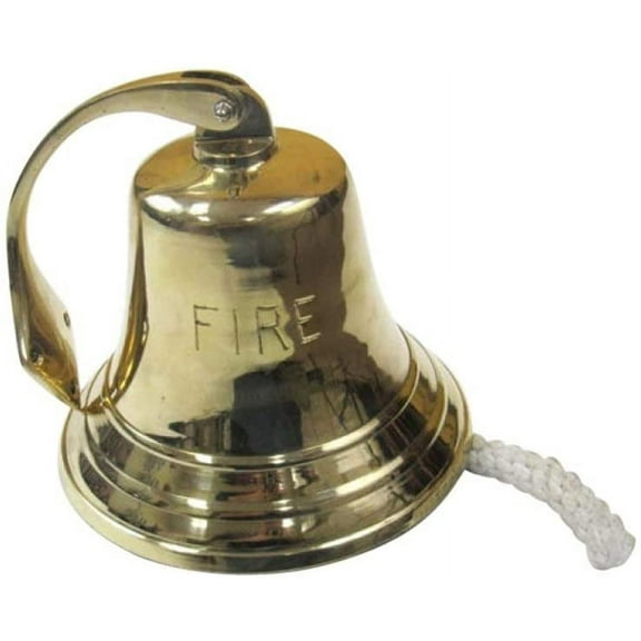 Solid Brass Heavy Bracket "FIRE" Bell - Nautical Decor