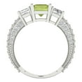 thumbnail image 4 of 3.61 ct Emerald Cut Natural Peridot 3 Stone 14K White Gold Womens Engagement Ring, 4 of 5