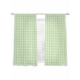 thumbnail image 2 of Sage Green Semi Sheer Curtains 63 Inch Length 2 Panels Set, Grid Checkered Plaid Gingham Lattice Trellis Sheer Kitchen Curtain Privacy Voile Window Curtain for Living Room Bedroom Rod Pocket Drapes, 2 of 7