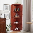 thumbnail image 3 of Leumius 4-Tier 72" Corner Kitchen Pantry Storage Cabinet with 8 Doors Tall Storage Cabinet, Corner Cabinet and Shelves, Bookshelf Cabinet for Bathroom, Living Room, Kitchen Cherry, 3 of 9