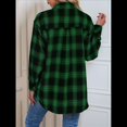 thumbnail image 4 of Camisas de Franela con Botones para Mujer, Camisas A Cuadros de Larga, Blusa Informal de Negocios Verde L, 4 of 7