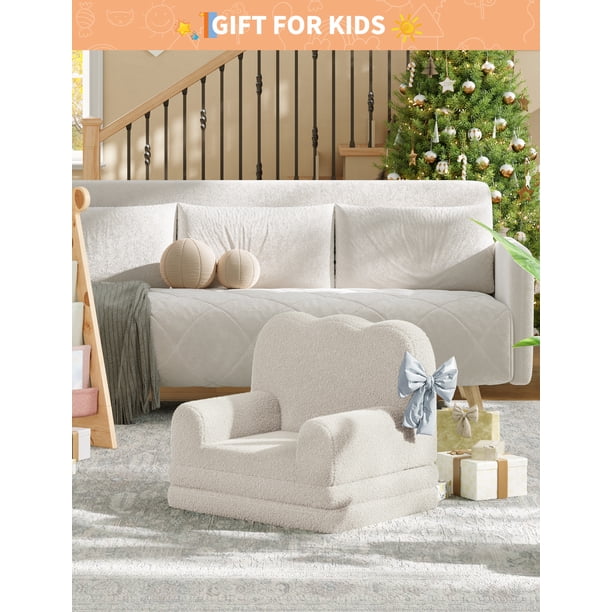 Yeshouse Sofá infantil 2 en 1 convertible de tela polar, suave y plegable, cómodo sofá cama para sala de juegos, guardería y regalo de cumpleaños