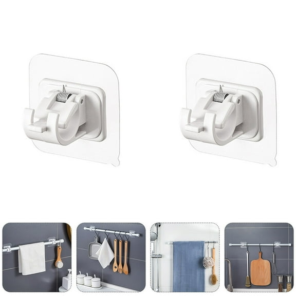 HEALEEP 2Pcs No Drill Adjustable Curtain Rod Holders Heavy Duty Tension Rod White