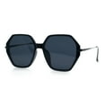 thumbnail image 4 of Womens Large Fancy Octagonal Retro Designer Mod Fashion Sunglasses All Black, 4 of 8