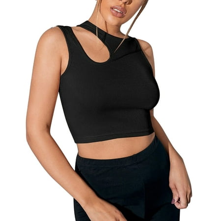 

Ladies Hollow Sleeveless Round Neck Solid Color Suspenders Tight Slim Slim Backless Vest Body Shaping Underwear Birthday Top Women Tang Top Bra Camisole Top Women Dry Fit Crop Tops Women