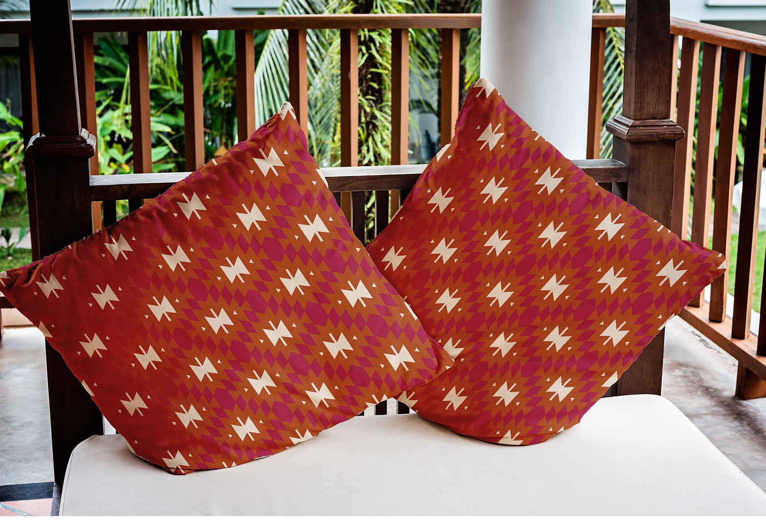 Simply Daisy 16" x 16" Geo Craze Indoor/Outdoor Polyester Throw Pillow, Dusty Orange