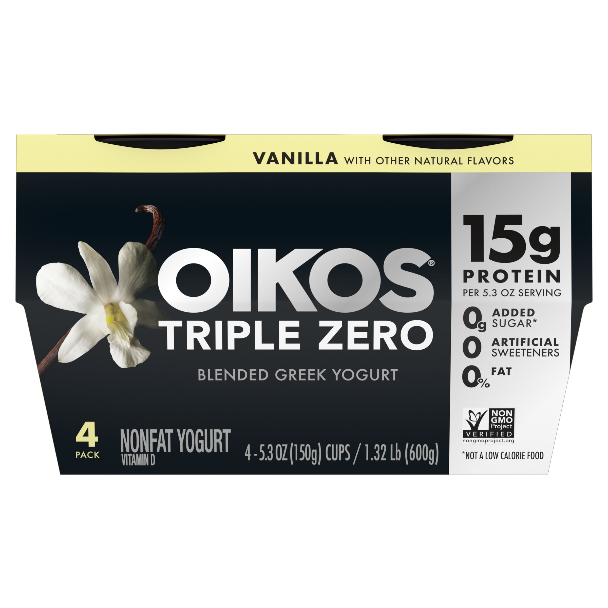 Oikos Triple Zero Vanilla Greek Yogurt, 5.3 Oz. Cups, 4 Count