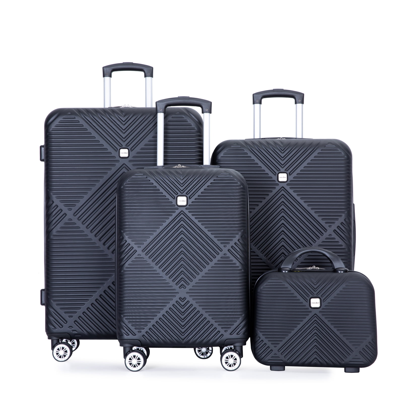 Tripcomp 11 Piece Hardshell Luggage Set, 20/24/28 Inch Carry On Spinner Suitcase with Packing Cubes Toiletry Bag, Lightweight Durable Travel Suitcase Smooth Rolling Wheels,Black