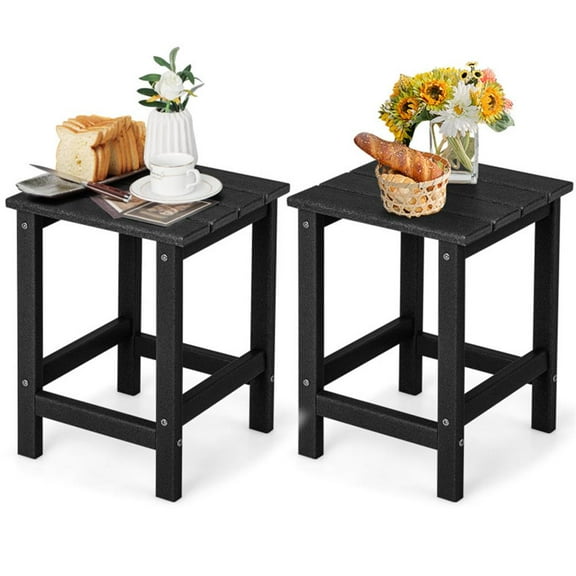 Resenkos Patio Coffee Tables,Patio Tables,Set of 2 14 Inch Square Weather-Resistant Adirondack Side Table-Black
