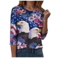 thumbnail image 6 of vigerkar 250 Anniversary USA 3/4 Sleeve Shirt for Women 250th Patriotic Shirts Casual American Flag and Stars Print Shirt (Blue, 3XL), 6 of 8