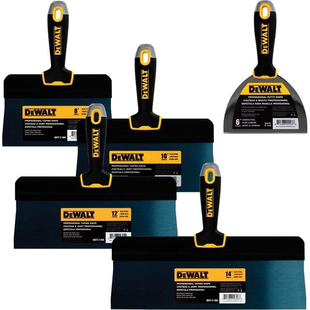Espátula DEWALT Blue Steel Big Back, paquete de 4 con 6 espátulas