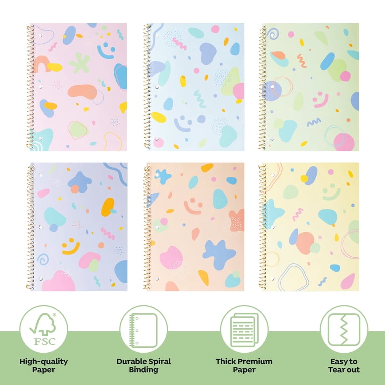 Deli 1-Subject Spiral Notebooks, 6-Pack, Wide Ruled, Pastel photo 1