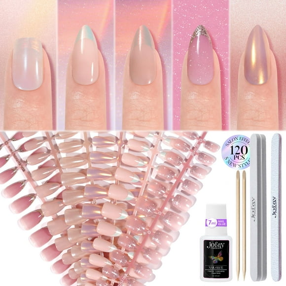 Pantalones cortos Jofay Fashion de Press on Nails, tipo salón, 120 unidades, para mujer