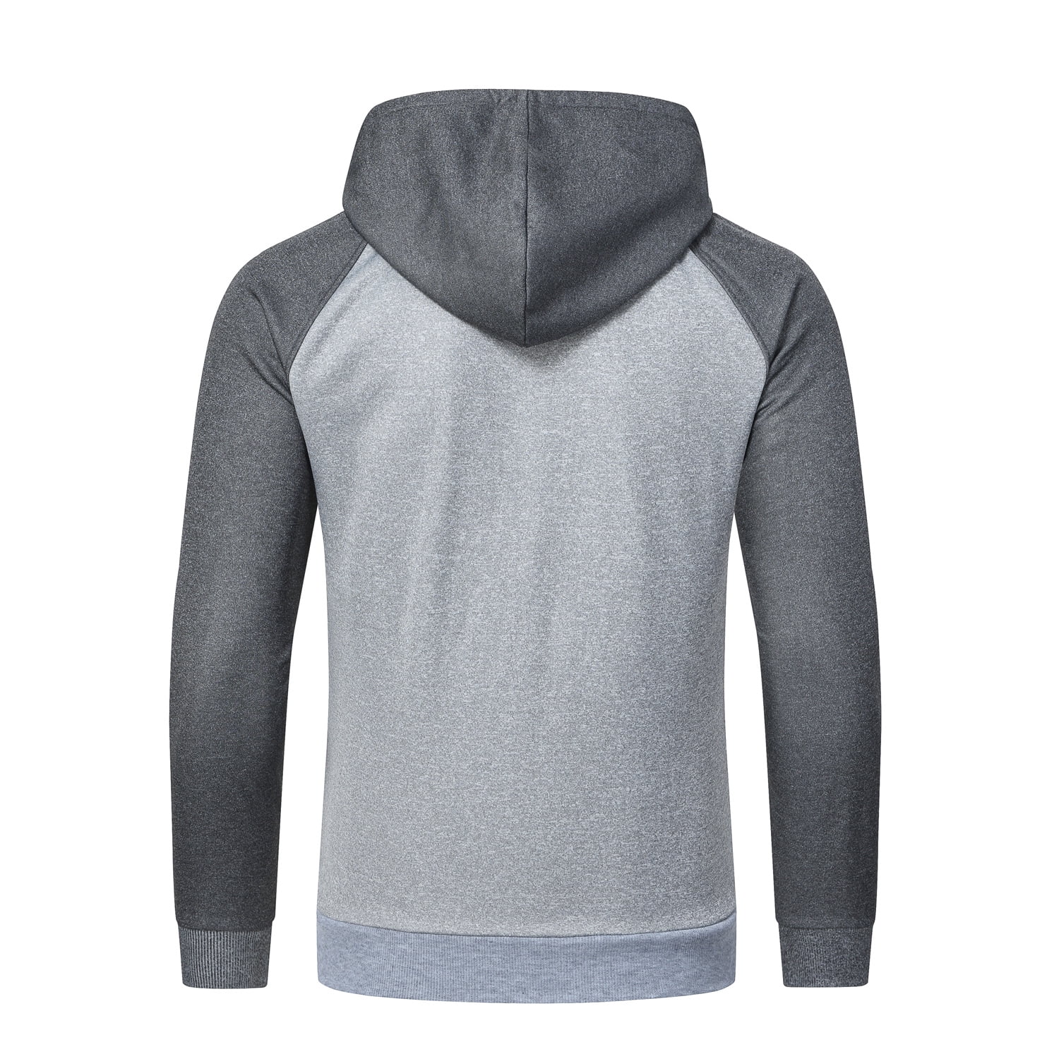 Weilanxin Men's Color Block Pullover Fleece Hoodie Casual Hooded Sweatshirts Tops Full Zip Jacket with Pocket Athletic Hoodies For Men Dark Grey Contrast Light Grey S