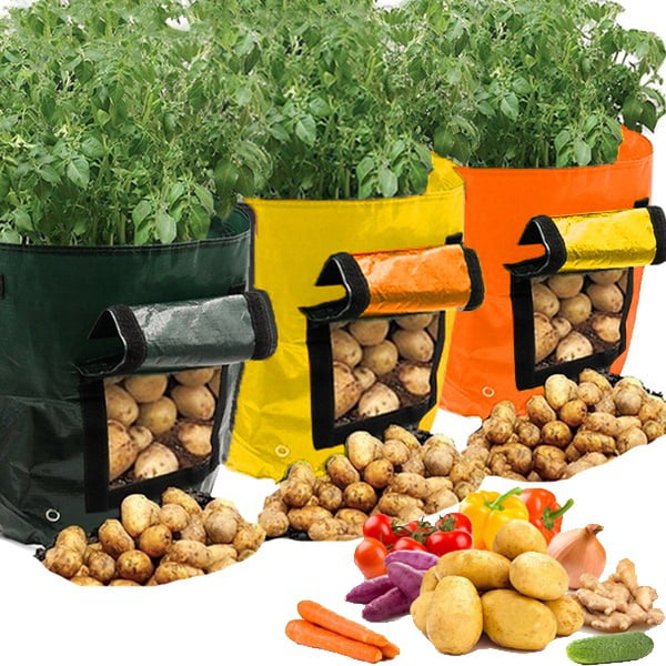 Potato Planter Bags for Growing Potatoes Outdoor Vertical Garden 10/7/5/3/1  Gallons Vegetable Planting Grow Bag Access Flap Design 