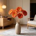 thumbnail image 6 of Orange Artificial Daisy, Real Touch Gerbera Flower with Bendable Stalks, Bright Floral Arrangement, Stylish Decor for Home Wedding Birthday Party Vase Display, 15.16*3.35in, 6 of 6