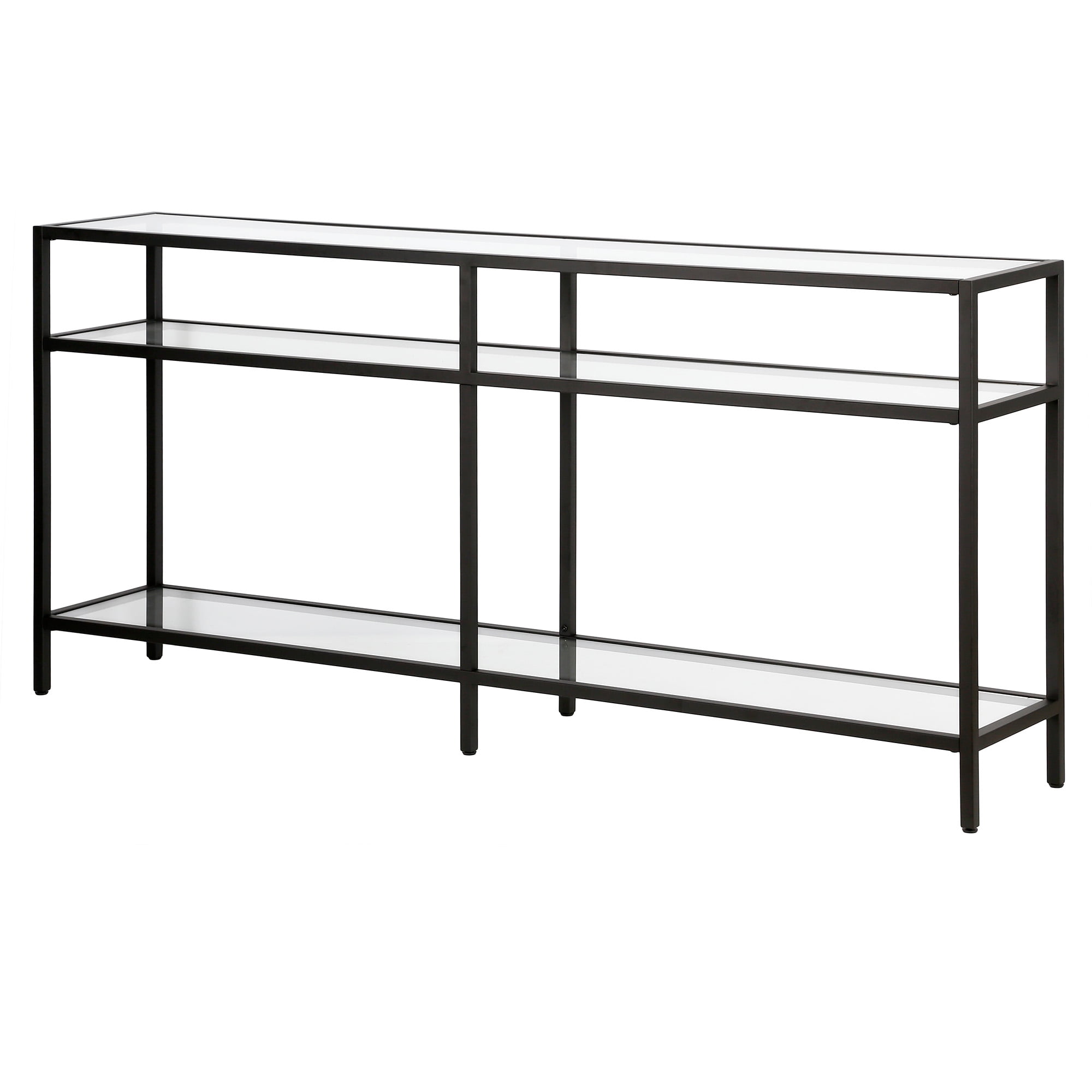 Evelyn&Zoe Sivil 64" Wide Rectangular Console Table, Blackened Bronze