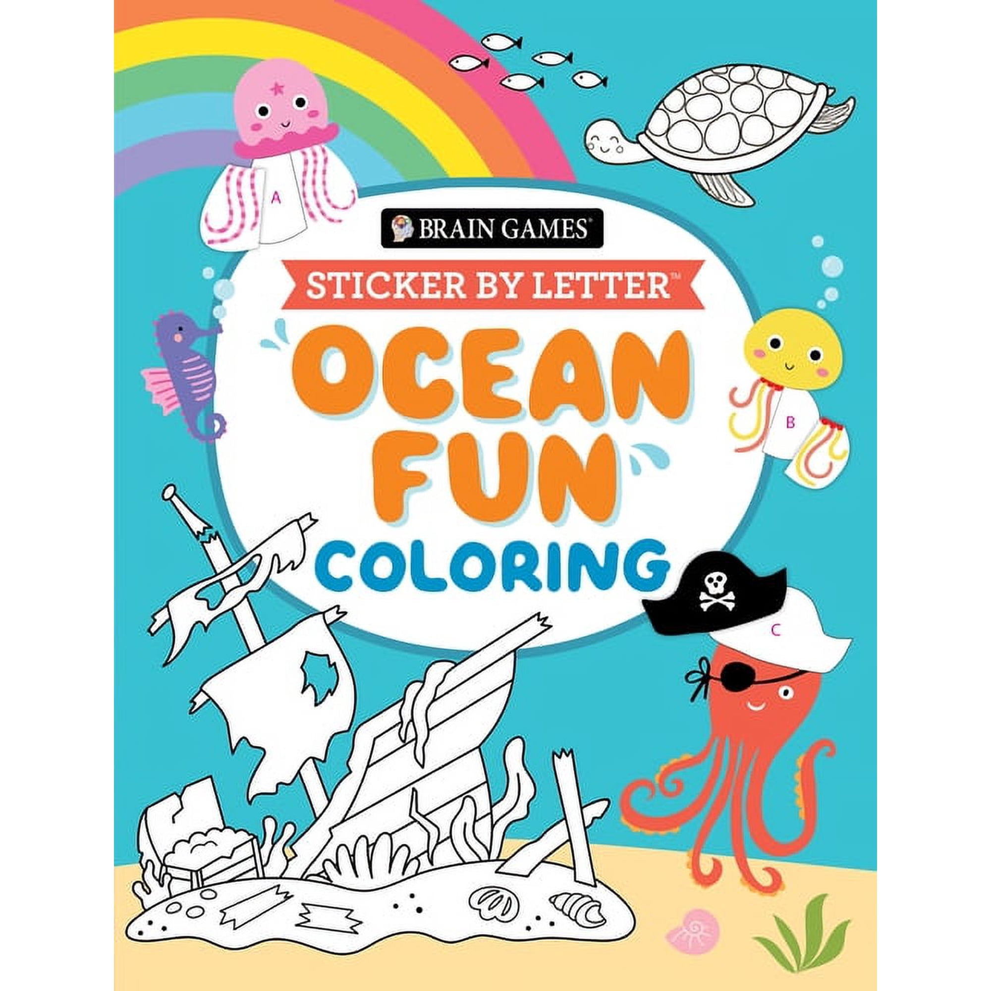 Brain Games - Sticker by Letter - Coloring: Ocean Fun, (Paperback)