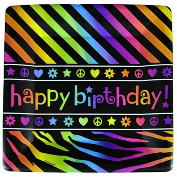 Neon Doodle Happy Birthday Small Paper Plates (8ct)