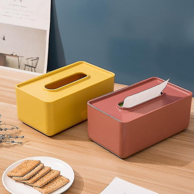 Nouveau Porte-Serviettes en Papier Boîte de Rangement pour Mouchoirs Humides Distributeur de Serviettes de Bureau Boîte à Mouchoirs en Plastique-Rouge Brun