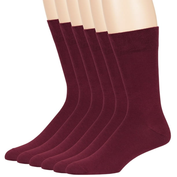 7bigstars Mens Cotton Dress Antiitch Soft Socks, Burgundy, Large 10