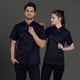 thumbnail image 4 of CHEF DE ALGODÓN UNIFORM UNIFORM UNIFORMA CAMISETAS CORTAS DE VERANO PARA HOMBRES CHEFE DE CHEF APRONES BOTONES Sudaderas para la parrilla Restaurante Bar tienda Cafés azul L Inevent HA012099-12, 4 of 7