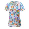 thumbnail image 1 of Easter Scrub Tops Women Bunny Egg Hunt Print Medical Scrub Tops, 1 of 2