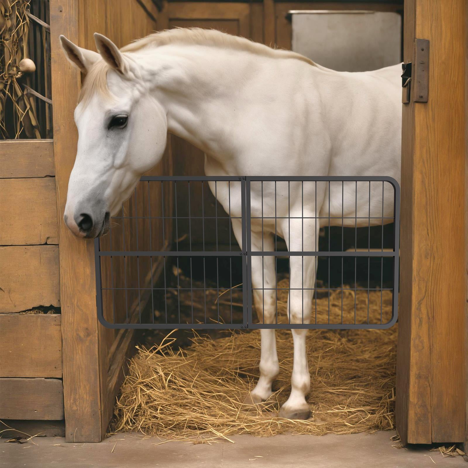 Horse Stall Gates Single Layer directional switches,48x24In Horse Heavy-Duty Stall Door Guards, Stall Fence for Horses Goat Animals Pet