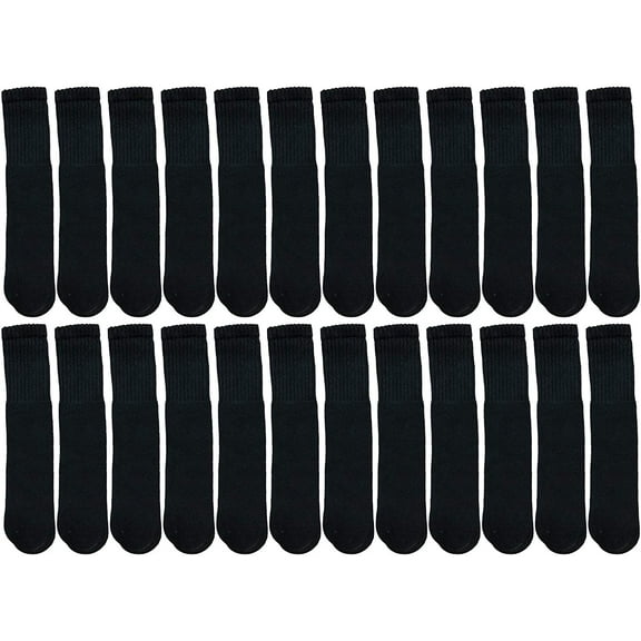 SOCKS'NBULK Men's & Women's Wholesale Bulk Cotton Tube Socks, Referee Style, by SOCKS'NBULK (24 Pairs Black, Womens 9-11 (Shoe size 5-10))
