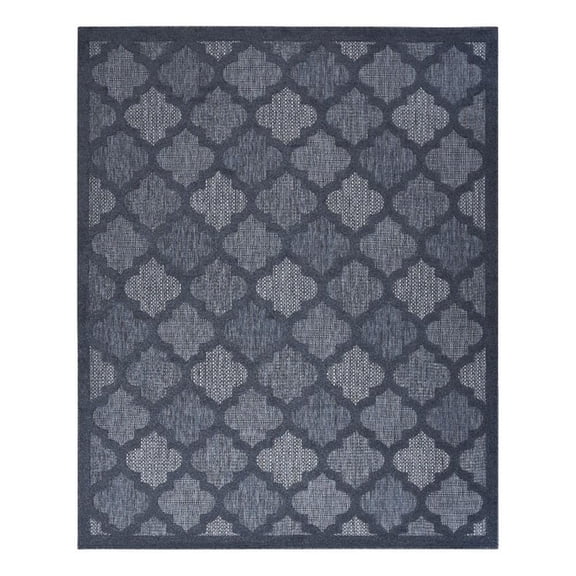 Pemberly Row Easy Care 7'x10' Fabric Navy Blue Modern Indoor/Outdoor Rug