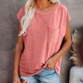 thumbnail image 7 of Jzuxvd Women's Casual Cap Sleeve V Neck T Shirts Basic Summer Tops Loose Solid Color Blouse Pink M, 7 of 7