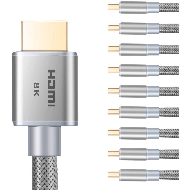 Buyer’s Point Ultra High Speed HDMI 2.1 Cable Dynamic HDR 1.8M (6ft) 8K 120Hz, 48Gbps, Dolby Vision, eARC Compatible with Apple TV, Nintendo Switch, Roku, Xbox, PS4, Projector Pack of 10 Gray