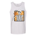 thumbnail image 2 of Wild Bobby Pumpkin Spice Latte Skeleton Orange Black and White Halloween Men Tank Top, White, Large, 2 of 6