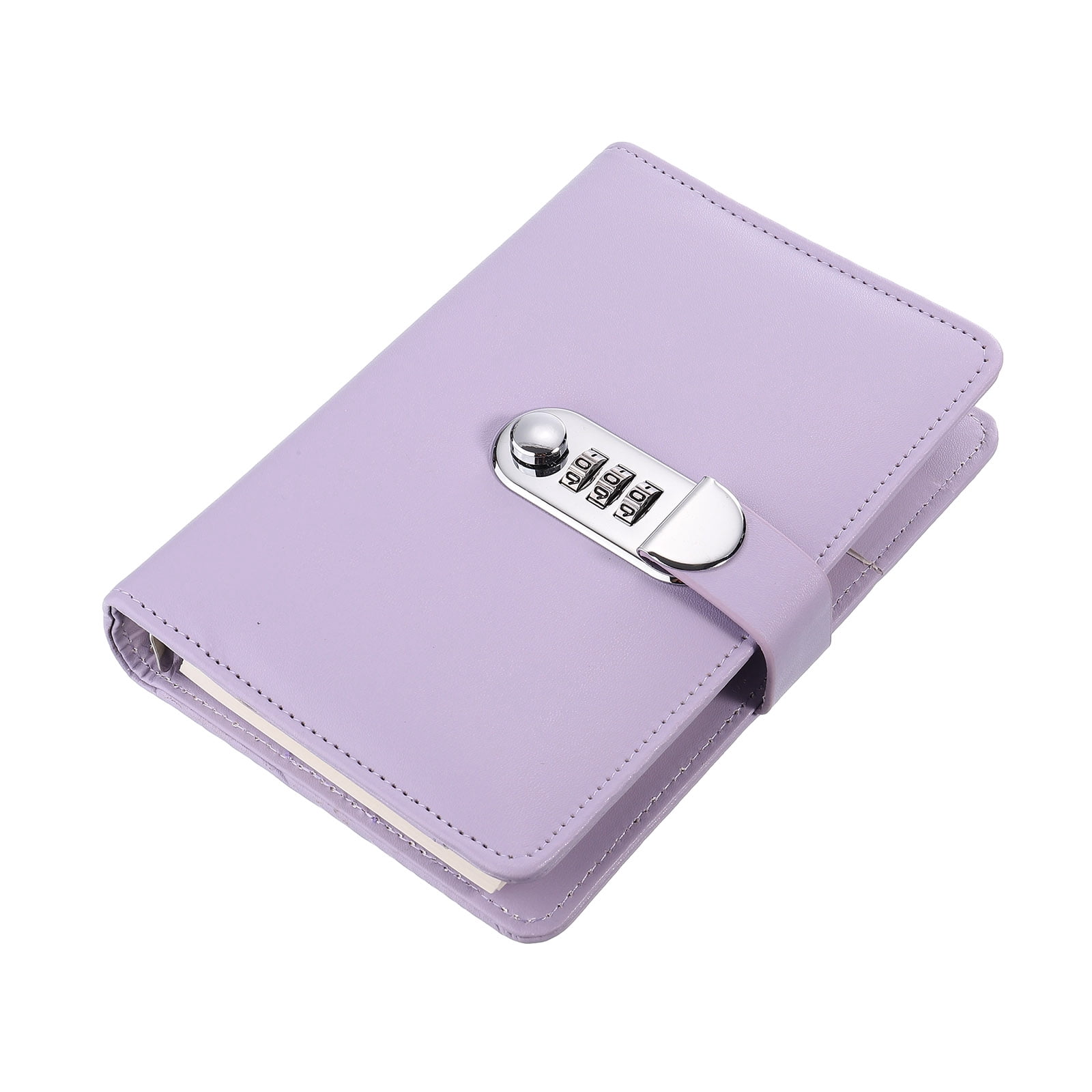 A6 Diary with Lock, Journal with Lock Cute Journaling Leather Notebook Journal Diary Binder Refillable Paper, Purple