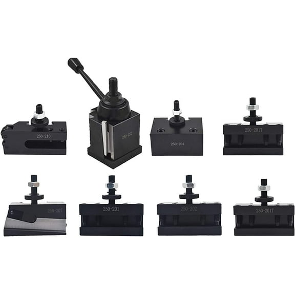 BXA Tool Post Set 250-222 Wedge Type Quick Change Tool Post Set 10-15 Inch Lathe Swing CNC Lathe Tool Holder 8Pcs