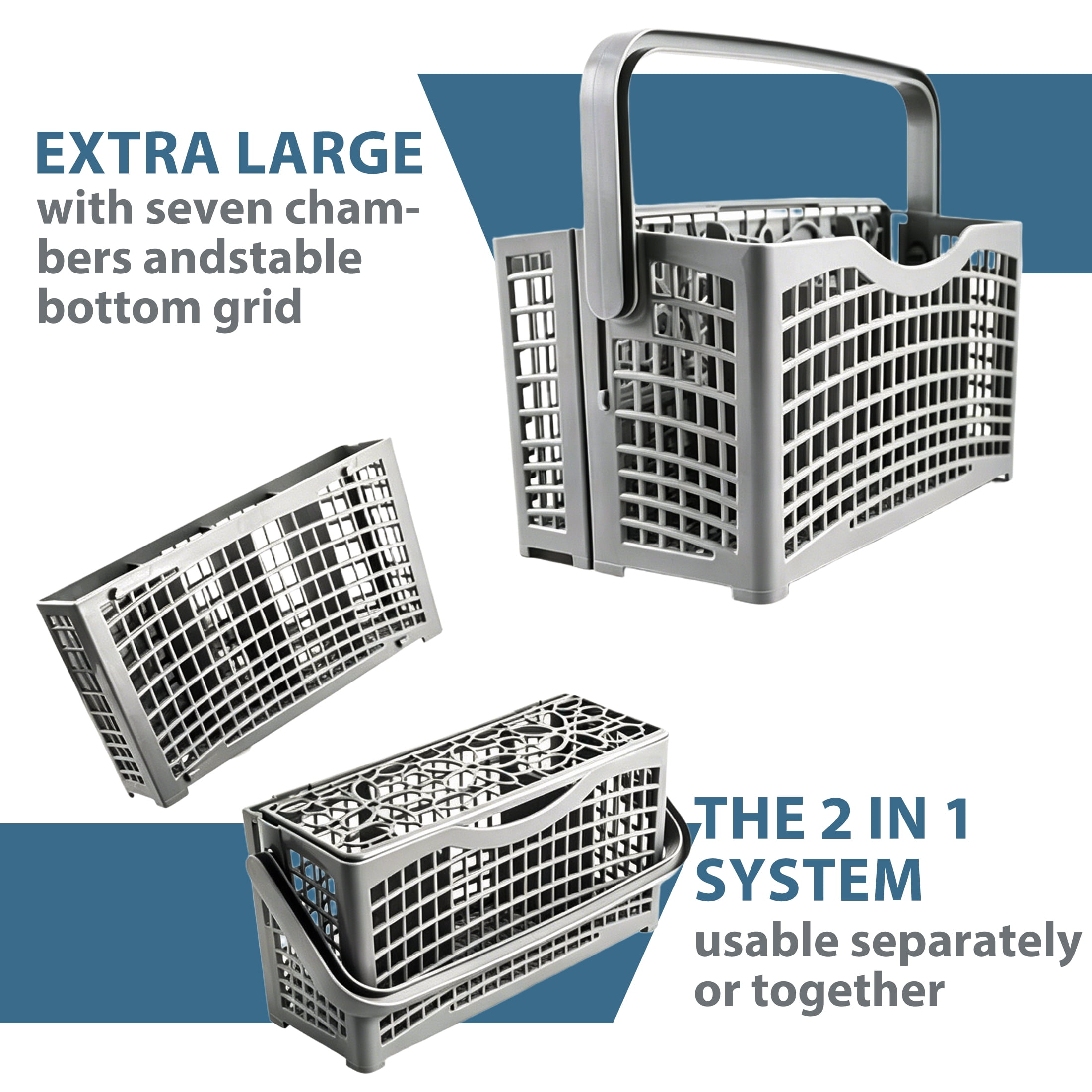Dishwasher Cutlery Basket Replacement 2-in-1 Universal Silverware Utensil Holder