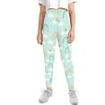 thumbnail image 2 of COEQINE Rainbow Cloud Mint Girls Yoga Leggings Pants Full Length Athletic Trousers High Waist Tummy Control, for 4-5 Years Kids Girls, 2 of 7