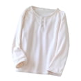 thumbnail image 5 of Sakmal Warm Pajama Tops for Women Long Sleeve Pullover Feleec Flannel Sleepwear Beige Crew Neck Sleepwear for Women L, 5 of 5