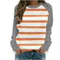 thumbnail image 4 of Erwazi Women's Stripe Sweatshirt Crewneck Long Sleeve Pullover Casual Tops Comfy Trendy Outfits, 4 of 5