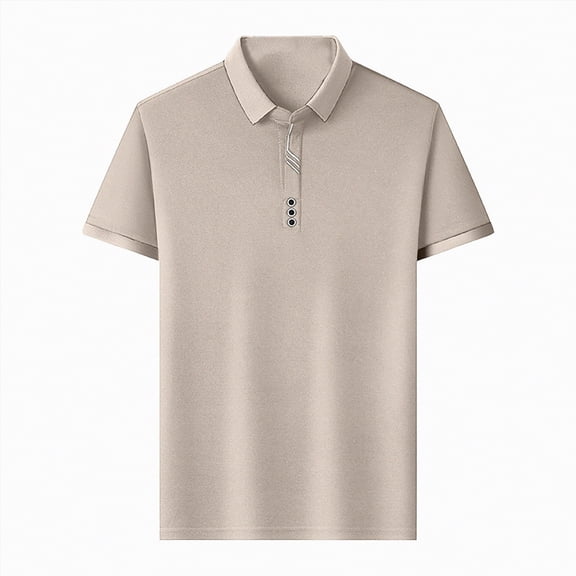 NOLDARES Men's Cotton Ribbed Knit Polo Shirt Classic Short Sleeve Casual Old Money Vacation Tops Golf Sports Style(Khaki,L)